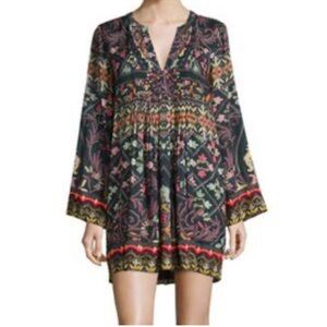 HEMANT & NANDITA Black Multicolor Boho Mini Dress Tunic Sz S